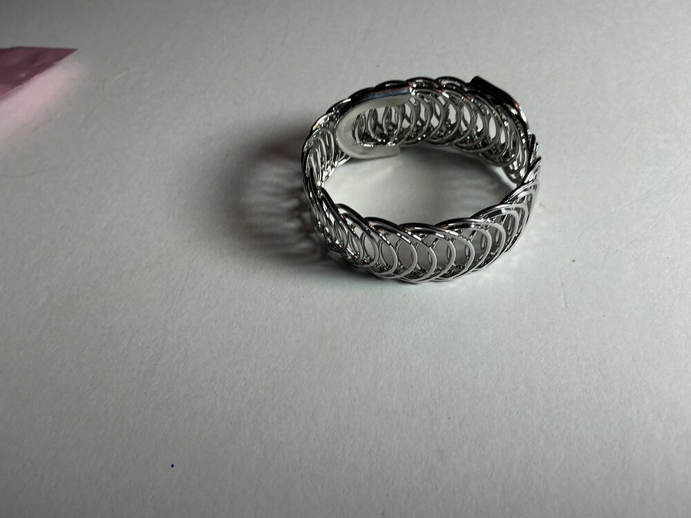 ★ Silver Tone Woven Loop Cuff Bracelet Wide Statement Openwork Jewelry
